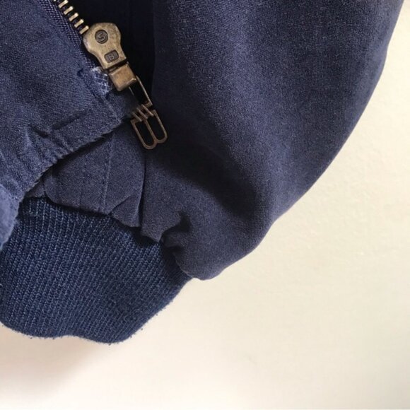 Balenciaga Bomber Navy Jacket Logo Zipper Pocket Lined Vintage Minimalist Coat M - Picture 8 of 16